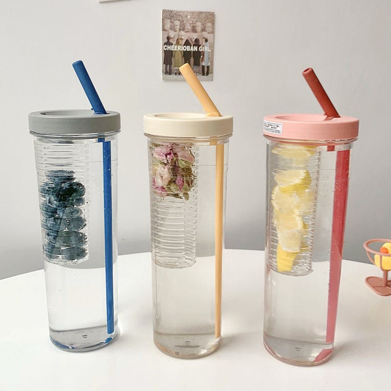 Pastel Cover Water Bottle with Straw – WATEREFRESH