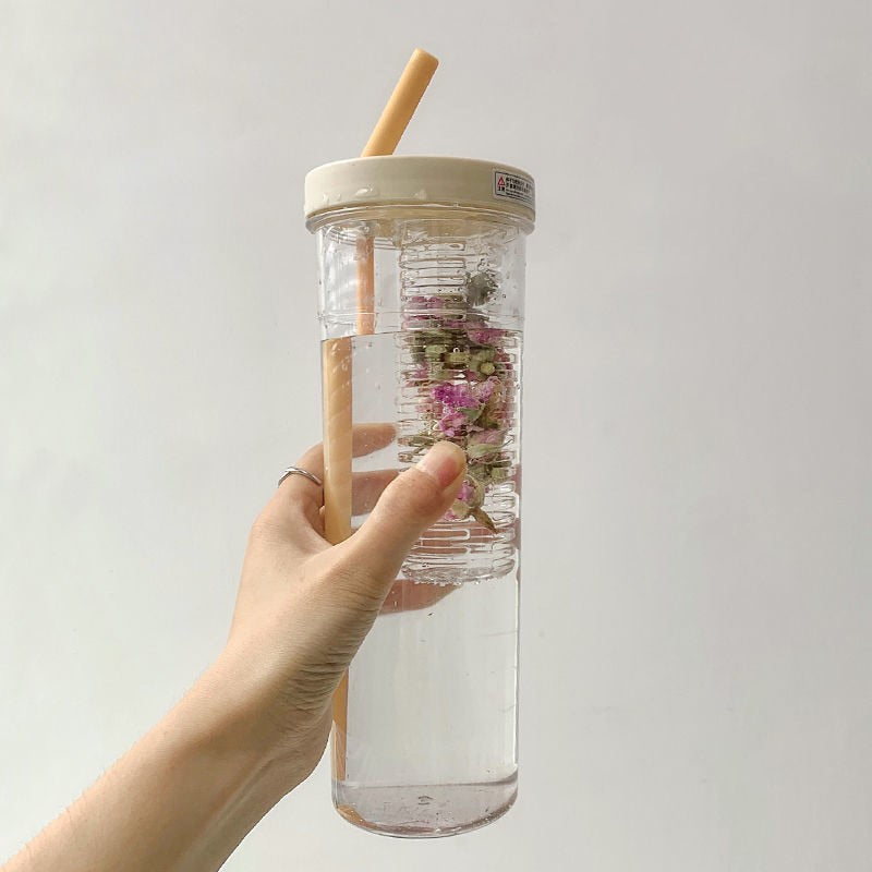 Fruits Filter Water Bottle with Straw