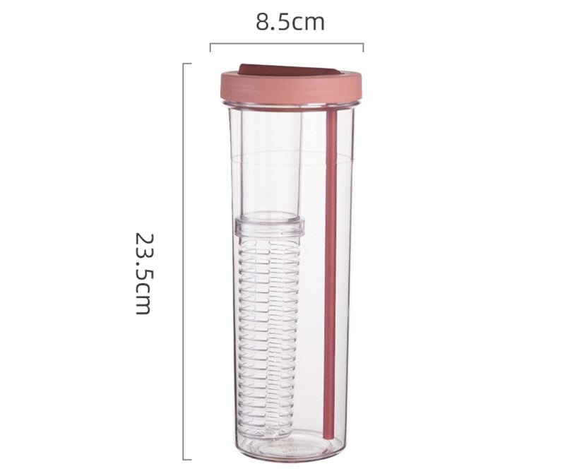 Fruits Filter Water Bottle with Straw