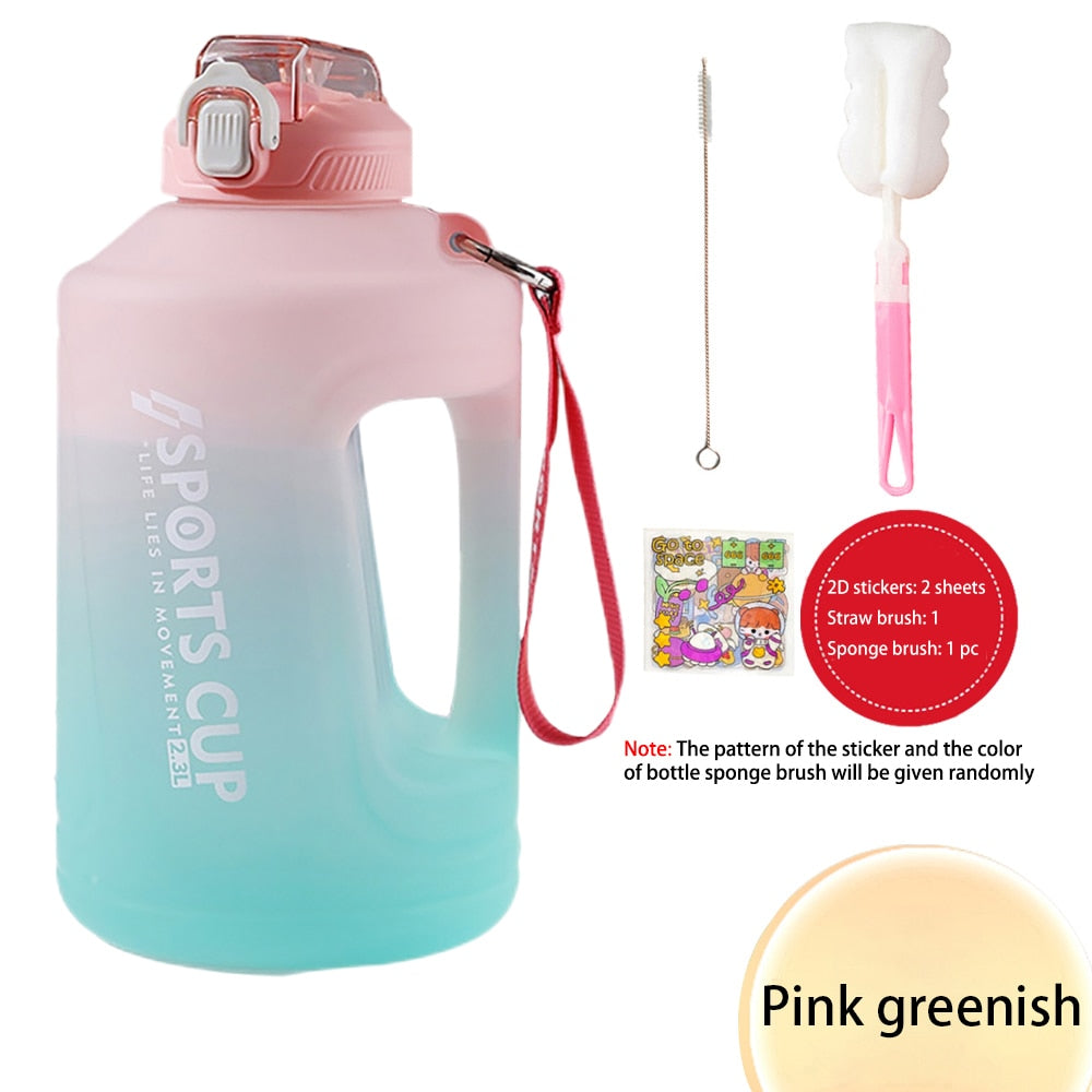 Silicone Fitness Hydration Water Bottle with Straw