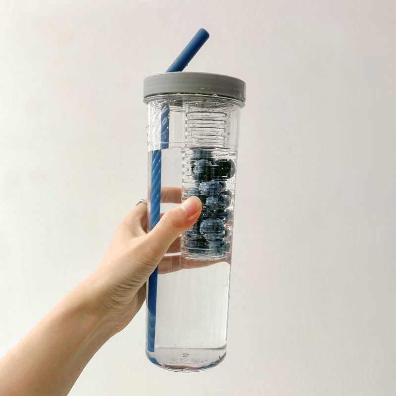 Fruits Filter Water Bottle with Straw