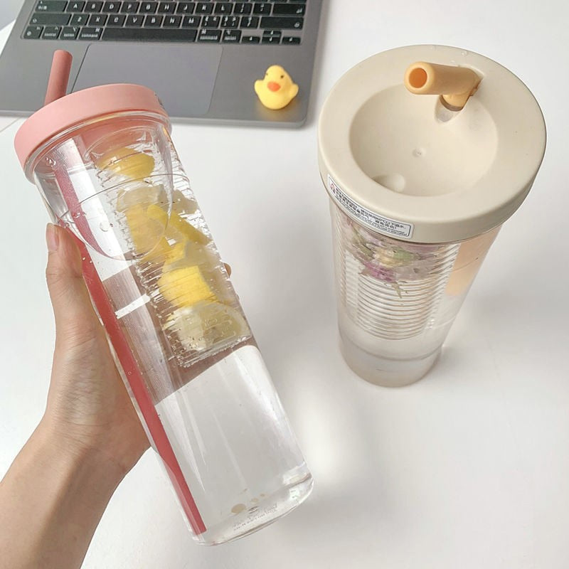 Fruits Filter Water Bottle with Straw