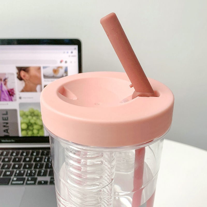 Fruits Filter Water Bottle with Straw