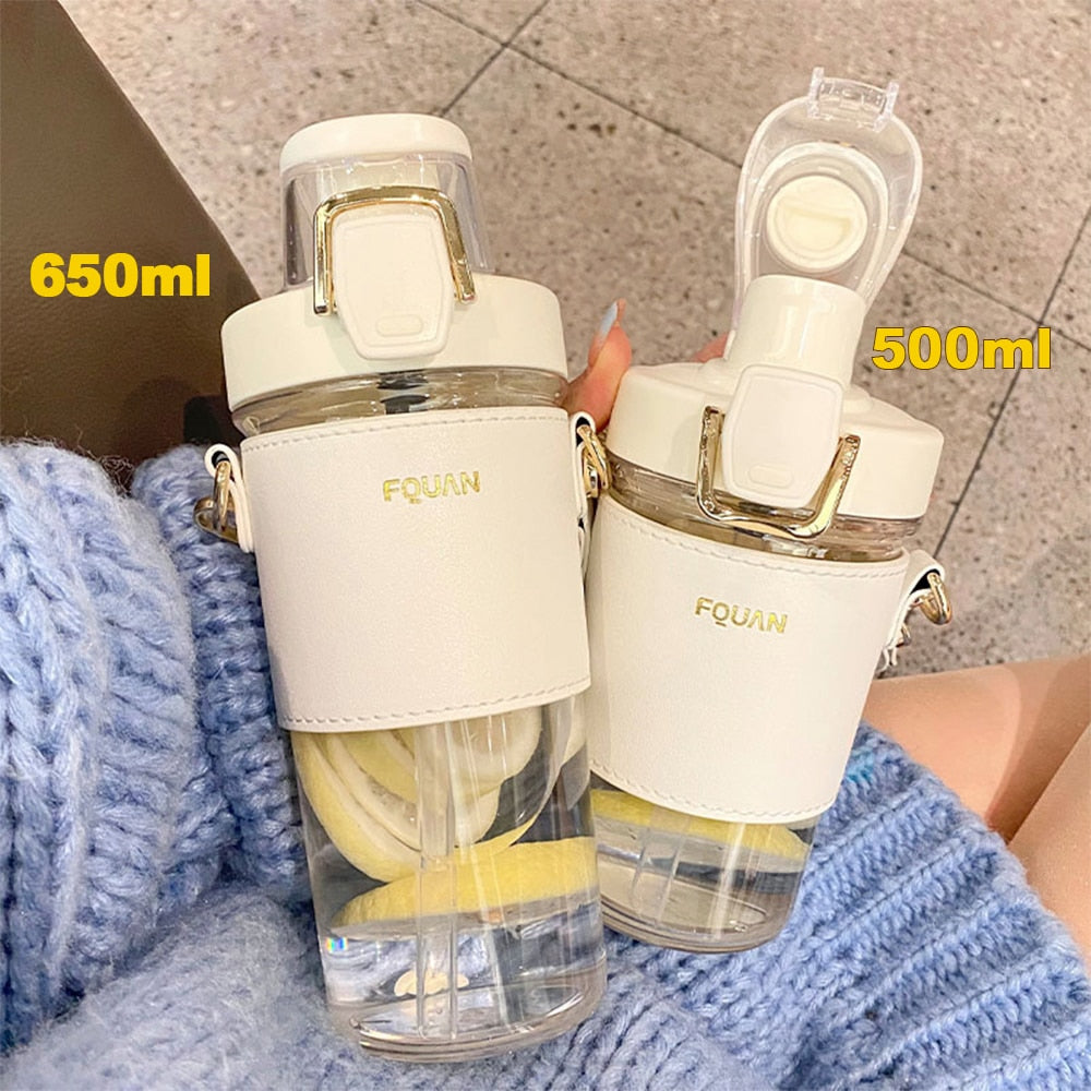 Trendy Flip Lid Water Bottle with Straw