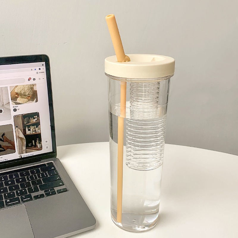 Fruits Filter Water Bottle with Straw