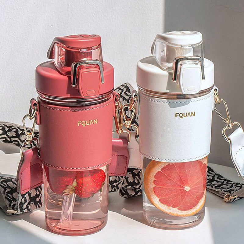 Trendy Flip Lid Water Bottle with Straw