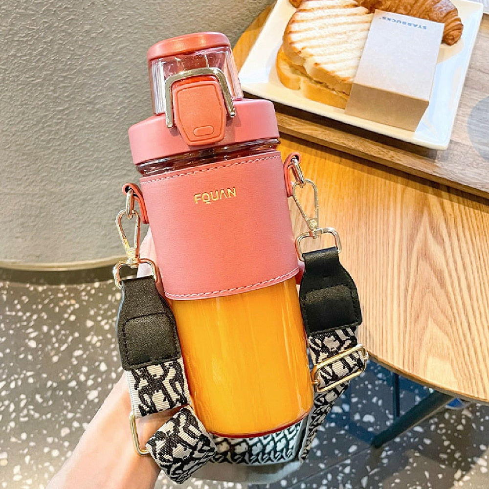 Trendy Flip Lid Water Bottle with Straw